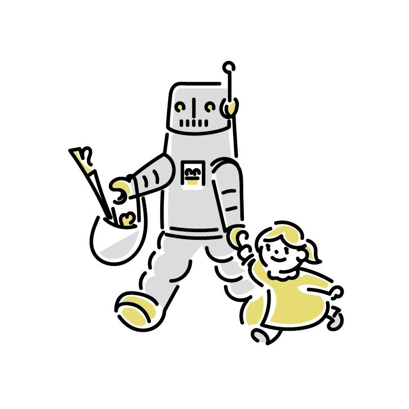 ロボットと女の子の絵