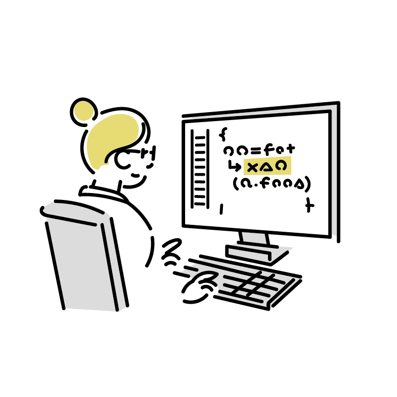 PCを操作する女性