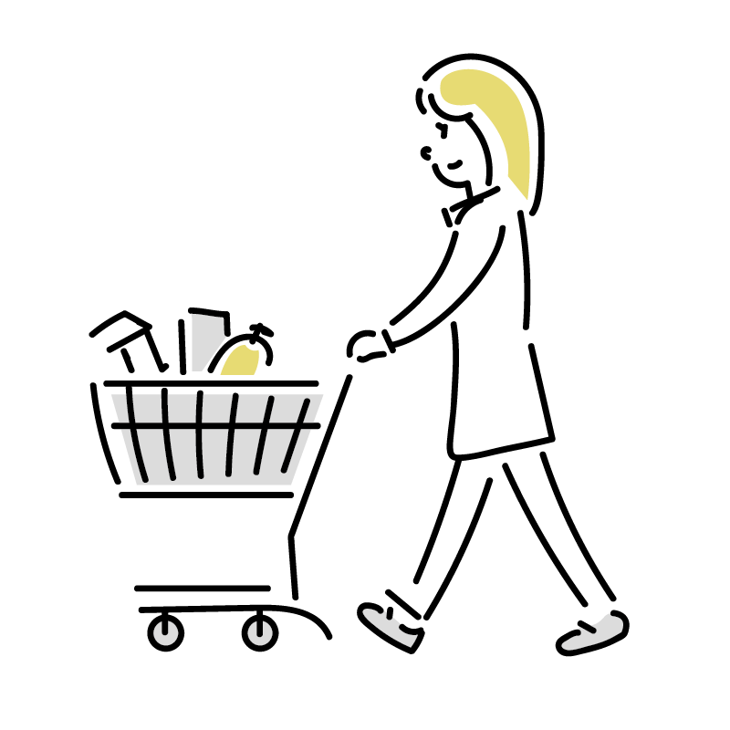 カートで買い物する女性